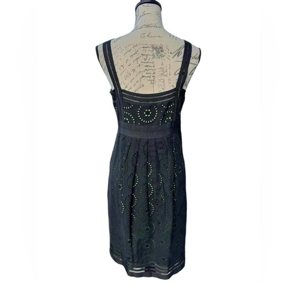 Cynthia Steefe Sun Dress Black Cotton Eyelet Green Lining Womens Size 10 - Picture 2 of 11
